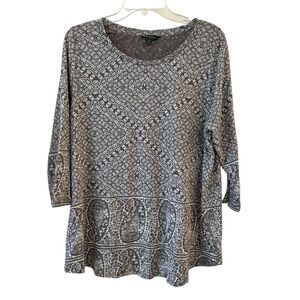Lucky Brand Gray 3/4 Sleeve Boxy Blouse Plus Size 1X